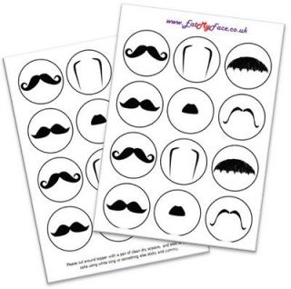 24x MOUSTACHE Edible Fairy Cup Cake Toppers Movember Decoration? # 