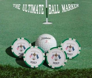 THE RYDER CUP 2012 POKER CHIP GOLF BALL MARKER COLLECTABLE SET 4 