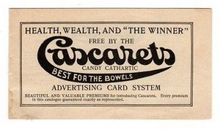 ca 1900 CASCARETS CANDY CATHARTIC Card Premium Catalog QUACK BOWEL 