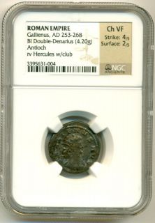 Roman Empire Gallienus (AD 253 268) BI Double Denariu​s CH VF NGC