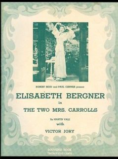 The Two Mrs. Carrolls 1943 Souvenir Program Elisabeth Bergner ,Victor 