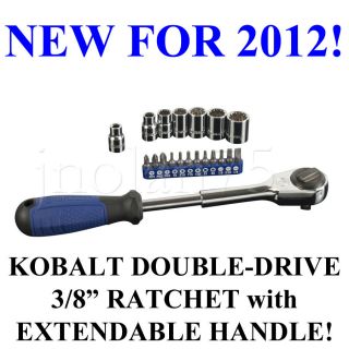 20 Piece Kobalt Double Drive 3/8 Extendable Drive Ratchet Socket Set 
