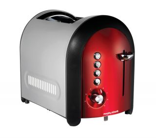MORPHY RICHARDS 44346 Meno 2 Slice Toaster   Red and Polished Steel 