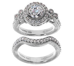 Judith Ripka Sterling 1.85ct Diamonique Bridal Ring Set — 