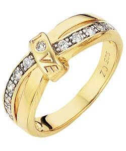 Buy 18ct Gold Plated Silver Cubic Zirconia Crossover Love Ring at 