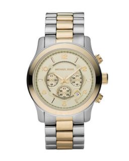 Two Tone Oversized Chronograph, Silver/Gold   