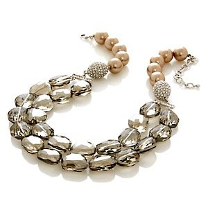 Joan Boyce Sophisticated Stones Fawn Gray Simulated Pearl 21 1/2 