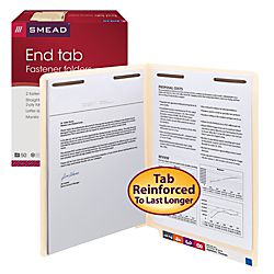 Smead End Tab Folders With 2 Fasteners Straight Cut Letter Size Manila 