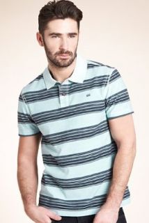 North Coast Pure Cotton Textured Striped Polo Shirt   Marks & Spencer 