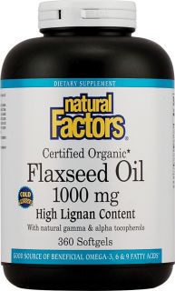 Natural Factors Flaxseed Oil    1000 mg   360 Softgels   Vitacost 
