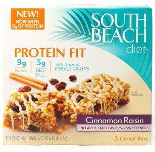 South Beach Diet Protein Fit Bars Cinnamon Raisin    5 Cereal Bars 
