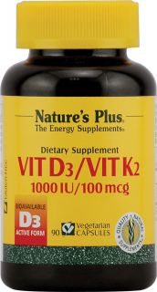 Natures Plus Vitamin D3 1000 IU and Vitamin K2 100 mcg    90 
