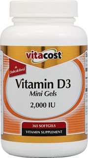 Vitacost Vitamin D3 (as Cholecalciferol)    2000 IU   365 Softgels 