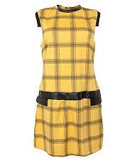 Black Pattern (Black) Miss Real Yellow and Black Check Leather Look 