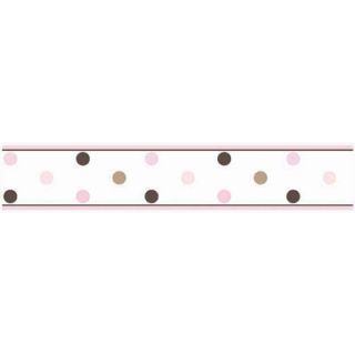 Sweet Jojo Designs Nursery Wallpaper Border   Pink and Brown Mod Dots 