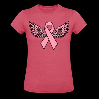 Winged Breast Cancer Awareness Ribbon Womens T Shirts