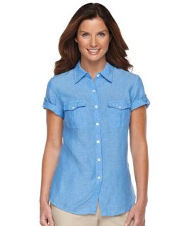 Lightweight Washable Linen Shirt, Short Sleeve Button Front  Free 
