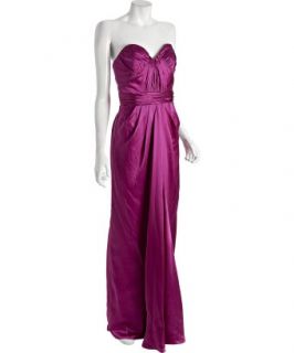 Badgley Mischka red rose satin draped strapless gown  BLUEFLY up to 