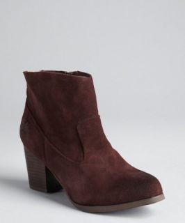 Kelsi Dagger chocolate suede Mindy zip tassel ankle boots