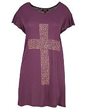Rich Purple (Purple) Inspire Purple Bling Cross T Shirt  265955554 