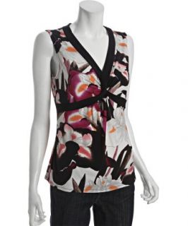 Tahari  rose champagne stretch jersey Halle sleeveless blouse 
