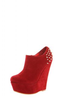  Footwear  Wedges  Allesandra Red Suedette Studded High 