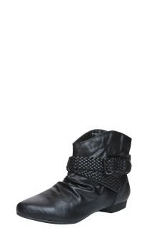  Sale  Footwear  Leya Black Plaited Leather Look Ankle 