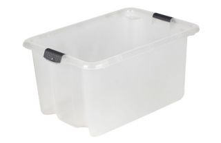 Stackabox Plastic Storage Crate   Clear   51L from Homebase.co.uk 