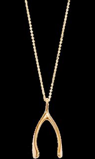 Jennifer Meyer Gold Wishbone Pendant Necklace 