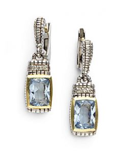 Judith Ripka   Diamond & Blue Quartz Drop Earrings