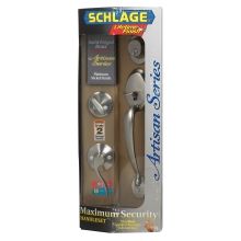 Schlage® Plymouth Handleset with Accent Interior Lever in Satin 