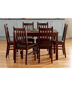 Homebase   Cucina Extending Dining Table and 6 Chairs   Walnut 