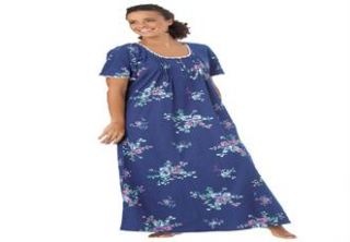 Plus Size Pintucked petite loral long gown by Only Necessities 