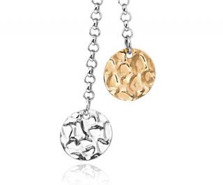 Duet Disc Chain Necklace in Sterling Silver with 14k Yellow Gold 