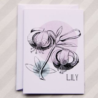 lily illustrated greetings card by wolf whistle   