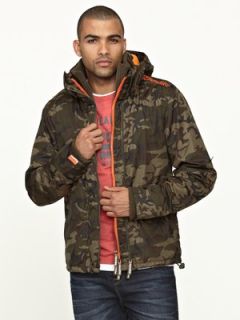 Superdry Mens Hooded Polar Windcheater Jacket   Army Camouflage 