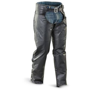 Diamond Plate Buffalo Leather Chaps, Black   891136, Jeans/Pants at 