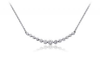 Curved Diamond Necklace in 18k White Gold  Blue Nile