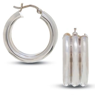 Previously Owned   Tri Tube Sterling Silver Hoop Earrings   Previously 