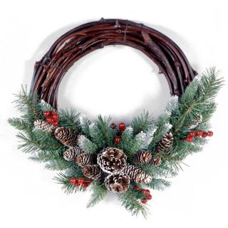 Frosted Berry Grapevine Christmas Wreath at Brookstone—Buy Now!