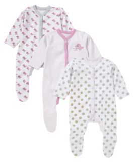 Mothercare 3 Pack Pink Bird Sleepsuits   sleepsuits   Mothercare