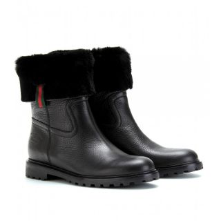   Gucci   ST. MORITZ FUR TRIMMED LEATHER BOOTS   Luxury 