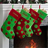Personalized Christmas Stockings   Red & Green Polka Dots   10408