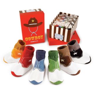 COWBOY INFANT SOCKS   SET OF 6  Baby Cowboys Colorful Boots Sock Set 