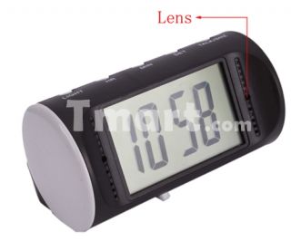640 x 480 Digital Alarm Clock Pinhole Camera Black + Motion Detection 