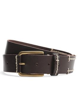 Calfskin Stitch Leather Belt   Brooks Brothers