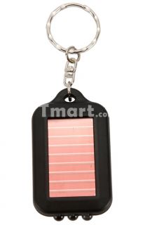 Solar Powered LED Keychain Flashlight Torch Lighting Black   Tmart