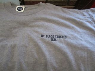 NEW YORK BLACK YANKEES Grey T Shirt XL Negro League Sewn Letters Blue 