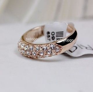 18K Rose gold GP Swarovski Crystal Unique Ring Size 6,7,8,Availabl​e 