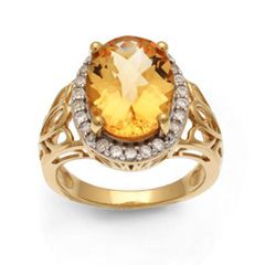 Oval Citrine and Lab Created White Sapphire Ring in Sterling Silver 